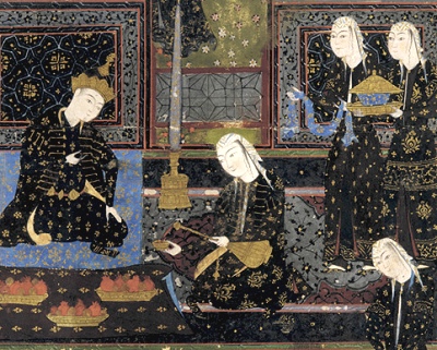 Scene from an Inn, Persian Manuscript [pre-20th cent.] (Public Domain Image)