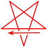 (point down pentagram, first stroke right to left)