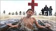 A boy in Ukraine celebrates Orthodox epiphany