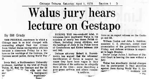 Walus Jury Hears .....