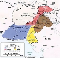 Balochistan region in Blue