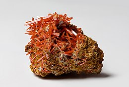 Crocoite from the Dundas extended mine, Dundas, Tasmania, Australia.jpg