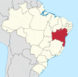 Location of State of Bahia in Brazil