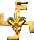 Gold Metal Swastika Thanks Badge French Fleur cast in