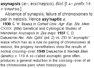 part of entry for asynapsis